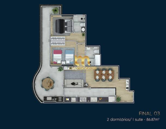 Imagem Apartamento com 2 Quartos à Venda, 77 m² em Guilhermina - Praia Grande