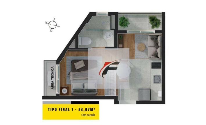 Imagem Studio com 1 Quarto à Venda, 32 m² em Mercês - Curitiba Imagem Studio com 1 Quarto à Venda, 32 m² em Mercês - Curitiba