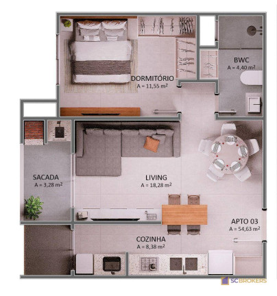 Imagem Apartamento com 1 Quarto à Venda, 54 m² em Praia Brava - Itajaí