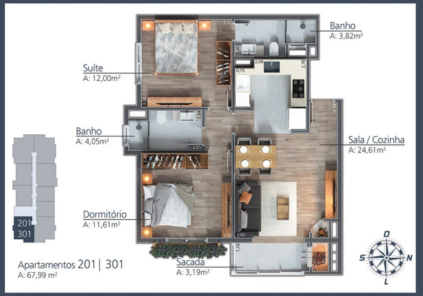 Imagem Apartamento com 1 Quarto à Venda, 56 m² em Moura - Gramado Imagem Apartamento com 1 Quarto à Venda, 56 m² em Moura - Gramado