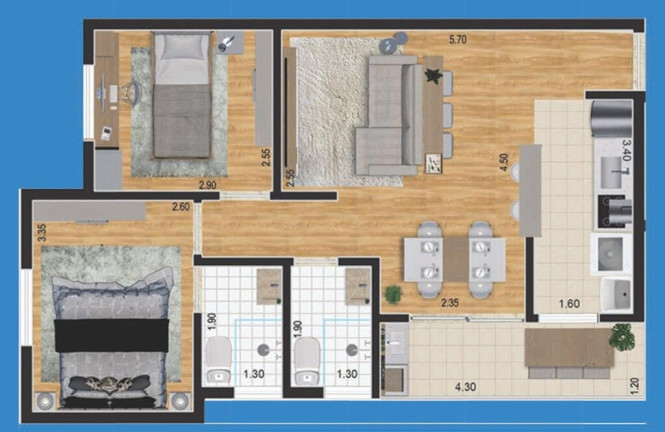 Imagem Apartamento com 2 Quartos à Venda, 54 m² em Utinga - Santo André