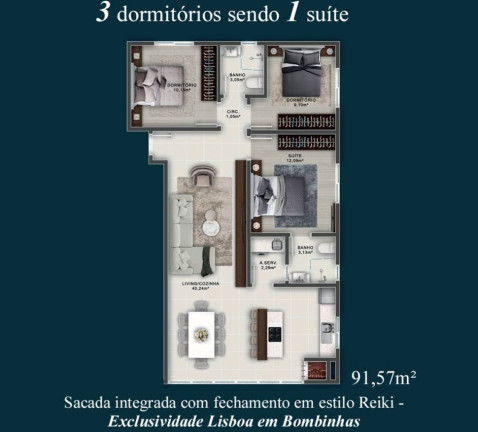 Imagem Apartamento com 3 Quartos à Venda, 92 m² em Bombas - Bombinhas Imagem Apartamento com 3 Quartos à Venda, 92 m² em Bombas - Bombinhas