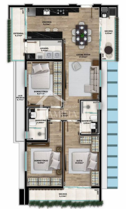 Imagem Apartamento com 3 Quartos à Venda, 93 m² em Saguaçu - Joinville