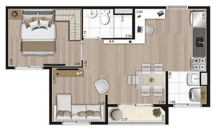 Imagem Apartamento com 2 Quartos à Venda, 37 m² em Parque Ipê - São Paulo