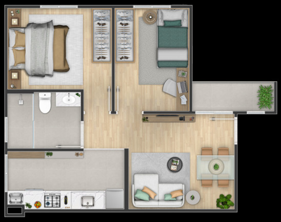 Imagem Apartamento com 2 Quartos à Venda, 46 m² em Campo Largo Da Roseira - São José Dos Pinhais
