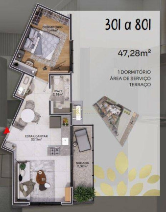 Imagem Apartamento com 1 Quarto à Venda, 44 m² em Coqueiros - Florianópolis Imagem Apartamento com 1 Quarto à Venda, 44 m² em Coqueiros - Florianópolis