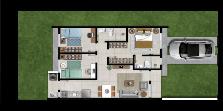 Imagem Casa com 3 Quartos à Venda, 63 m² em Restinga - Porto Alegre Imagem Casa com 3 Quartos à Venda, 63 m² em Restinga - Porto Alegre