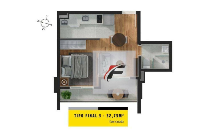 Imagem Studio com 1 Quarto à Venda, 32 m² em Mercês - Curitiba Imagem Studio com 1 Quarto à Venda, 32 m² em Mercês - Curitiba