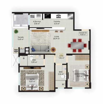 Imagem Apartamento com 2 Quartos à Venda, 137 m² em Barreiros - São José Imagem Apartamento com 2 Quartos à Venda, 137 m² em Barreiros - São José