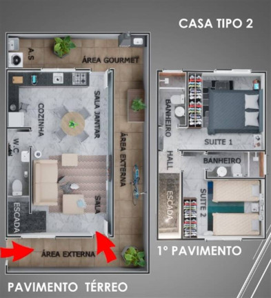 Imagem Casa com 2 Quartos à Venda, 107 m² em Guilhermina - Praia Grande