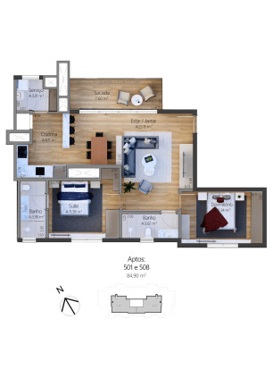 Imagem Apartamento com 1 Quarto à Venda, 54 m² em Moura - Gramado Imagem Apartamento com 1 Quarto à Venda, 54 m² em Moura - Gramado