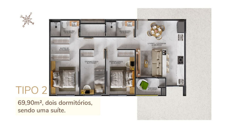 Imagem Apartamento com 3 Quartos à Venda, 69 m² em Morretes - Itapema
