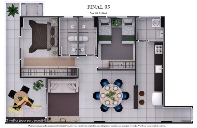 Imagem Imóvel com 2 Quartos à Venda, 84 m² em Aviação - Praia Grande