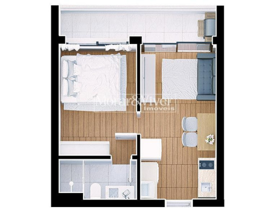 Imagem Apartamento com 1 Quarto à Venda, 42 m² em Portão - Curitiba Imagem Apartamento com 1 Quarto à Venda, 42 m² em Portão - Curitiba