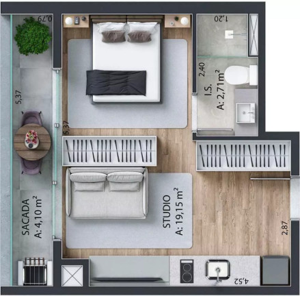 Imagem Apartamento com 1 Quarto à Venda, 38 m² em Bigorrilho - Curitiba
