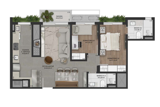 Imagem Apartamento com 2 Quartos à Venda, 176 m² em Mont Serrat - Porto Alegre Imagem Apartamento com 2 Quartos à Venda, 176 m² em Mont Serrat - Porto Alegre