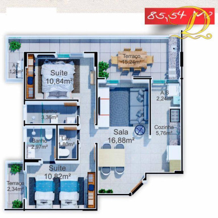 Imagem Apartamento com 2 Quartos à Venda, 85 m² em Tupi - Praia Grande