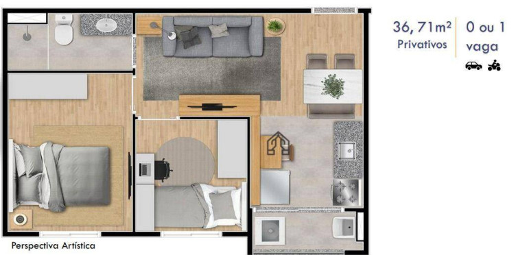 Apartamento com 2 Quartos à Venda, 37 m² em Vila Ré - São Paulo
