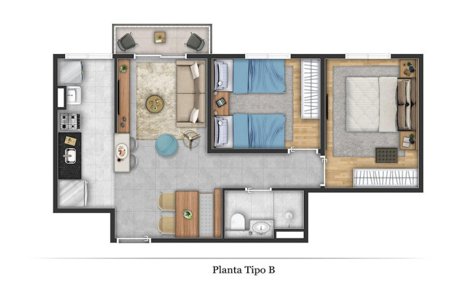 Imagem Apartamento com 2 Quartos à Venda, 45 m² em Gran Club Itu - Itu