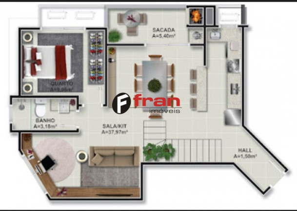 Imagem Apartamento com 1 Quarto à Venda, 53 m² em Itacorubi - Florianópolis Imagem Apartamento com 1 Quarto à Venda, 53 m² em Itacorubi - Florianópolis