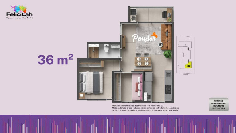 Imagem Apartamento com 2 Quartos à Venda, 44 m² em Parque Das Nações - Santo André
