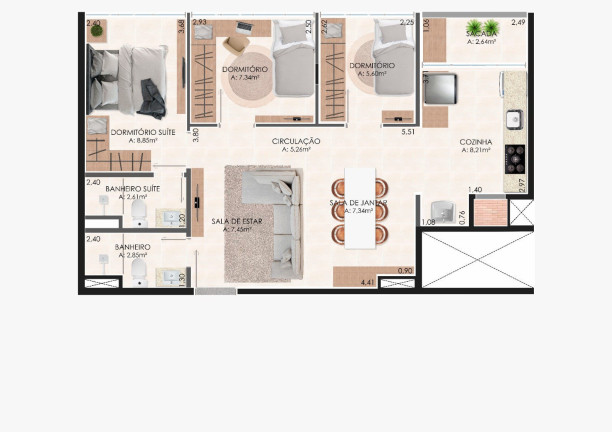 Imagem Apartamento com 2 Quartos à Venda, 68 m² em Rincão - Novo Hamburgo Imagem Apartamento com 2 Quartos à Venda, 68 m² em Rincão - Novo Hamburgo