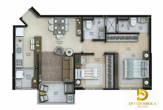 Imagem Apartamento com 2 Quartos à Venda, 160 m² em Centro - Criciúma