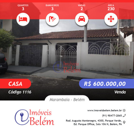 Casa com 3 Quartos à Venda, 230 m² em Marambaia - Belém