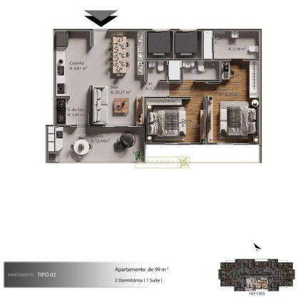Imagem Apartamento com 2 Quartos à Venda, 100 m² em Barreiros - São José Imagem Apartamento com 2 Quartos à Venda, 100 m² em Barreiros - São José