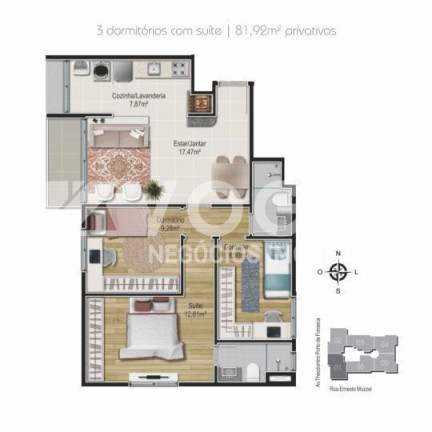 Imagem Apartamento com 3 Quartos à Venda, 81 m² em Centro - Sao Leopoldo Imagem Apartamento com 3 Quartos à Venda, 81 m² em Centro - Sao Leopoldo