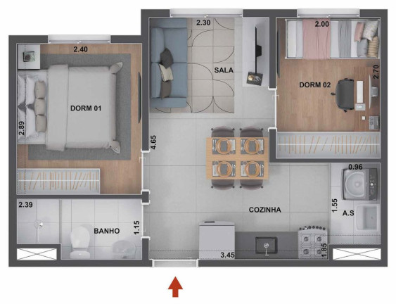 Apartamento com 2 Quartos à Venda, 38 m² em Santo Amaro - São Paulo