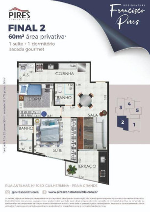 Imagem Apartamento com 2 Quartos à Venda, 60 m² em Guilhermina - Praia Grande