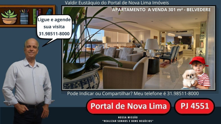 Apartamento com 4 Quartos à Venda, 310 m² em Belvedere - Belo Horizonte