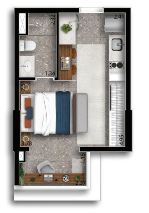 Imagem Studio com 1 Quarto à Venda, 25 m² em Centro - Osasco