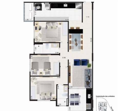 Imagem Apartamento com 3 Quartos à Venda, 96 m² em Guilhermina - Praia Grande
