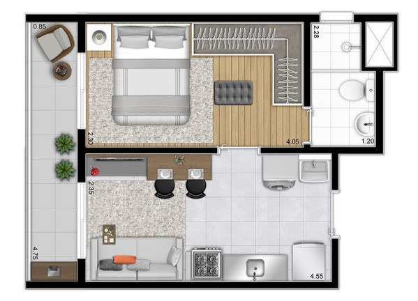 Apartamento com 1 Quarto à Venda, 31 m² em Bom Retiro - São Paulo