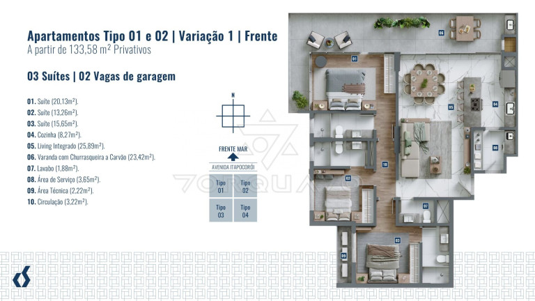Imagem Apartamento com 3 Quartos à Venda, 120 m² em Praia De Armação Do Itapocorói - Penha Imagem Apartamento com 3 Quartos à Venda, 120 m² em Praia De Armação Do Itapocorói - Penha