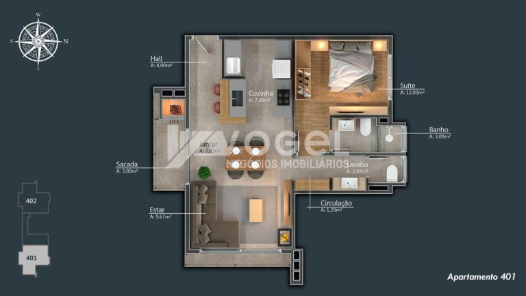 Imagem Apartamento com 1 Quarto à Venda, 44 m² em Centro - Canela Imagem Apartamento com 1 Quarto à Venda, 44 m² em Centro - Canela