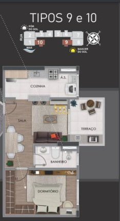 Imagem Apartamento com 1 Quarto à Venda, 38 m² em Guilhermina - Praia Grande