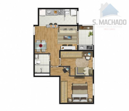 Imagem Apartamento com 2 Quartos à Venda, 50 m² em Vila Curuça - Santo André