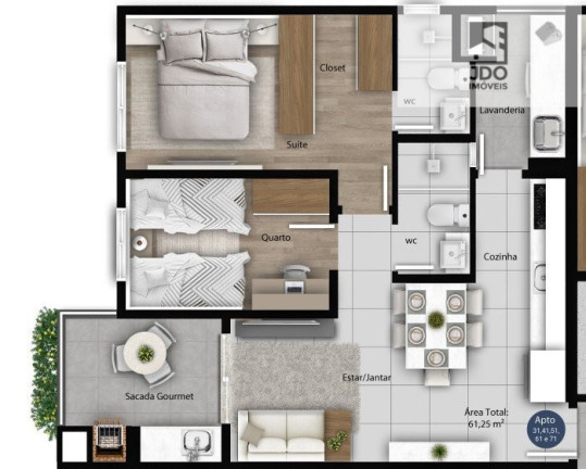 Imagem Apartamento com 2 Quartos à Venda, 61 m² em Boa Vista - Curitiba Imagem Apartamento com 2 Quartos à Venda, 61 m² em Boa Vista - Curitiba
