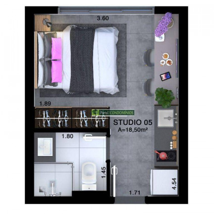 Imagem Studio com 1 Quarto à Venda, 18 m² em água Verde - Curitiba