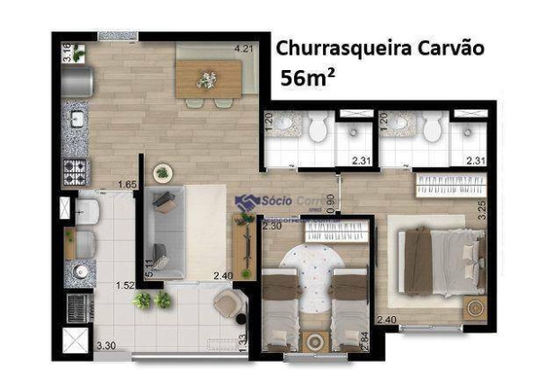 Imagem Apartamento com 2 Quartos à Venda, 56 m² em Vila Carrão - São Paulo Imagem Apartamento com 2 Quartos à Venda, 56 m² em Vila Carrão - São Paulo