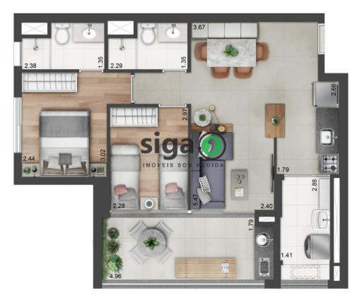 Imagem Apartamento com 2 Quartos à Venda, 67 m² em Santo Amaro - São Paulo Imagem Apartamento com 2 Quartos à Venda, 67 m² em Santo Amaro - São Paulo