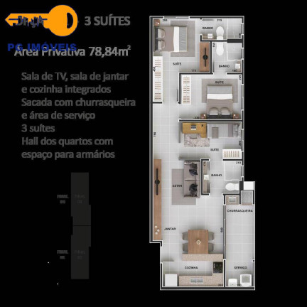 Imagem Apartamento com 2 Quartos à Venda, 67 m² em Caioba - Matinhos