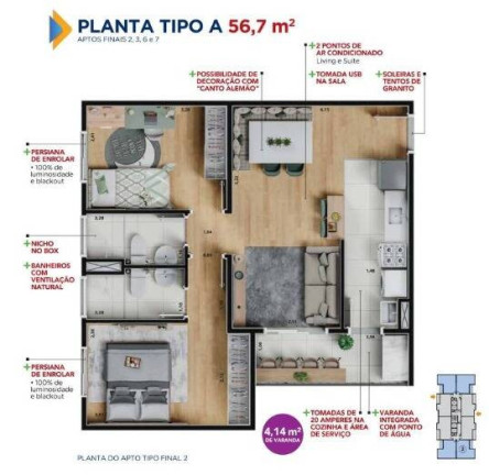 Imagem Apartamento com 2 Quartos à Venda, 56 m² em São Bernardo - Campinas