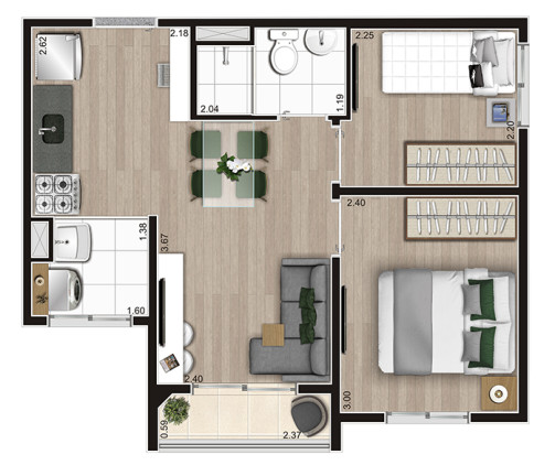 Imagem Apartamento com 2 Quartos à Venda, 35 m² em Parque Ipê - São Paulo