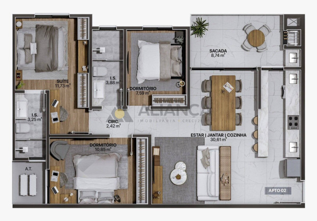 Imagem Apartamento com 3 Quartos à Venda, 92 m² em Gravatá - Navegantes