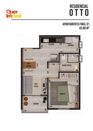 Apartamento com 1 Quarto à Venda, 43 m² em Nova Ribeirânia - Ribeirão Preto