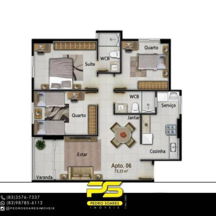 Imagem Apartamento com 3 Quartos à Venda, 74 m² em Brisamar - João Pessoa Imagem Apartamento com 3 Quartos à Venda, 74 m² em Brisamar - João Pessoa